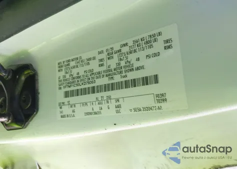 2020 Ford F-150 Xl z USA, uszkodzony, nr VIN 1FTNF1C50LKD79303